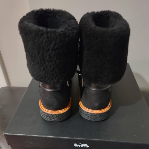 COACH Shearling Turnlock Harness Black Suede - Picture 5 of 9